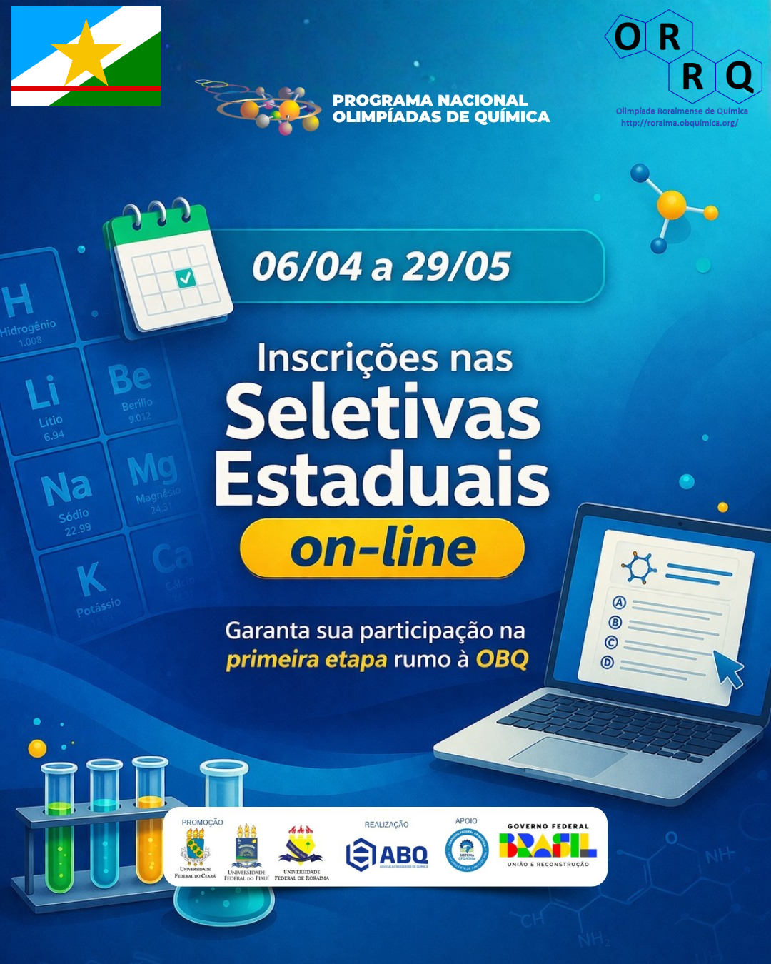 Inscrições da  Olimpíada Roraimense de Química